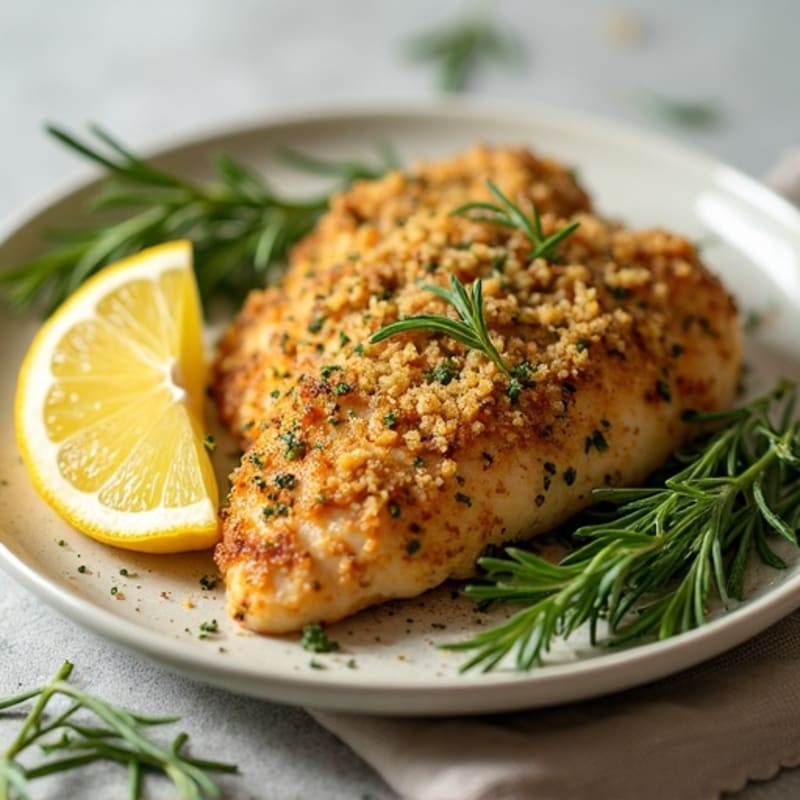 Herb-Crusted Lemon Garlic Pan Seared Chicken