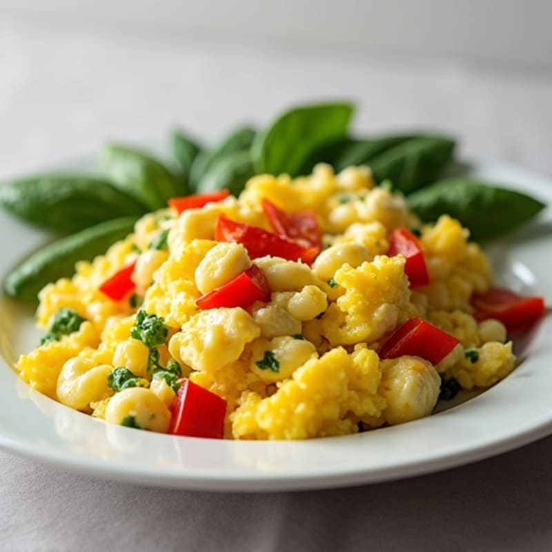 Fluffy Scrambled Eggs with Fresh Veggies