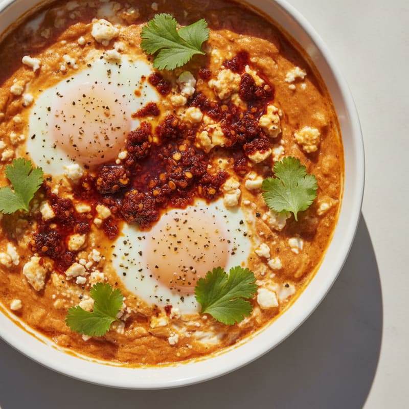 Baked Eggs with Creamy Chili Sauce