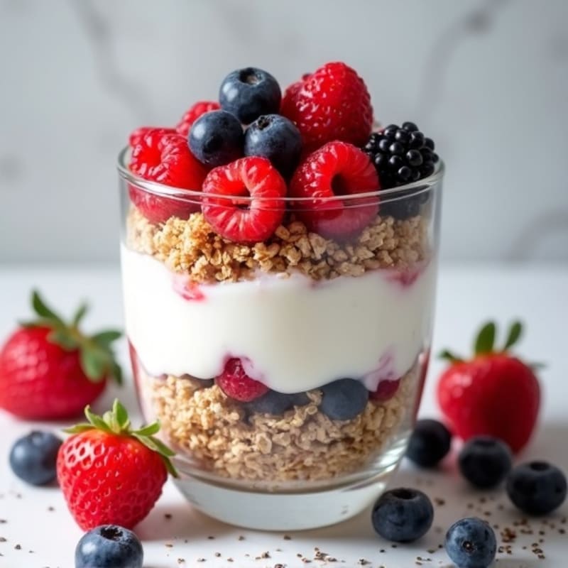 Greek Yogurt Protein Parfait with Mixed Berries