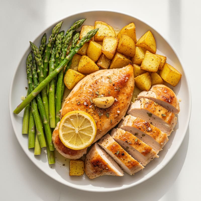 Lemon-Herb Roasted Chicken with Asparagus