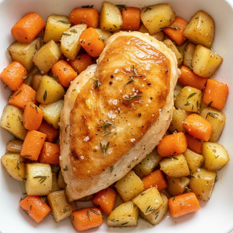 Garlic Herb Roasted Chicken with Root Vegetables