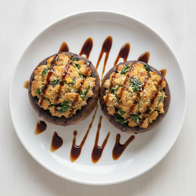 Herb-Stuffed Portobello Mushrooms with Balsamic Glaze