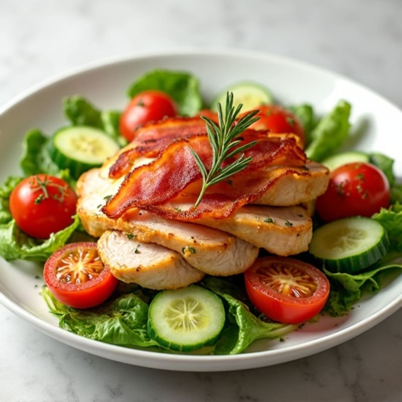 Crispy Turkey Bacon and Herb-Roasted Chicken Salad
