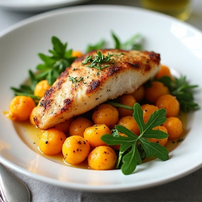 Sweet Potato Gnocchi with Pan-Seared Chicken and Fresh Greens