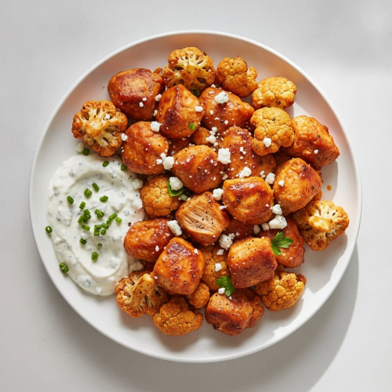 Buffalo Chicken and Cauliflower Bites