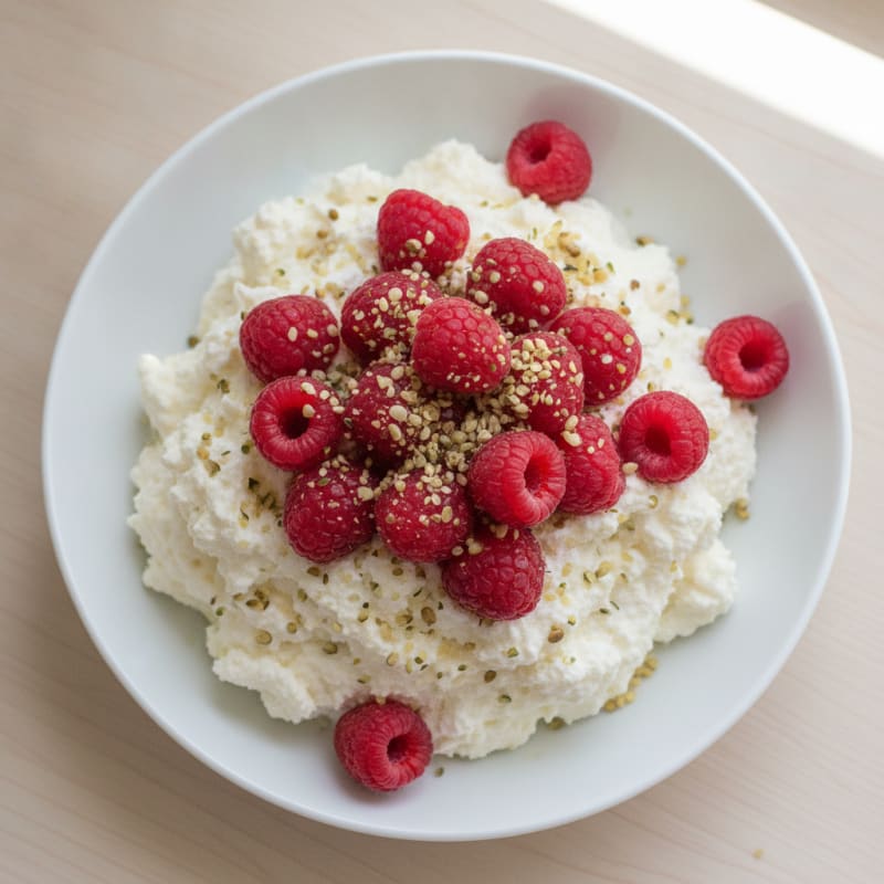 Knudson Cottage Cheese Doubles with Protein Powder and Fresh Berries