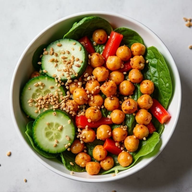 Crispy Roasted Chickpea and Fresh Veggie Bowl