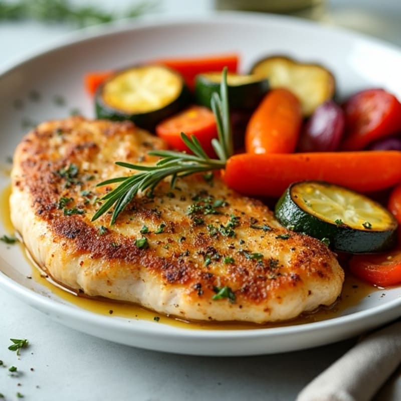 Herb-Crusted Sheet Pan Chicken with Roasted Rainbow Vegetables