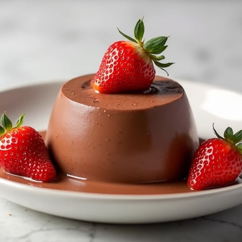 Silky Chocolate Protein Pudding with Fresh Strawberries