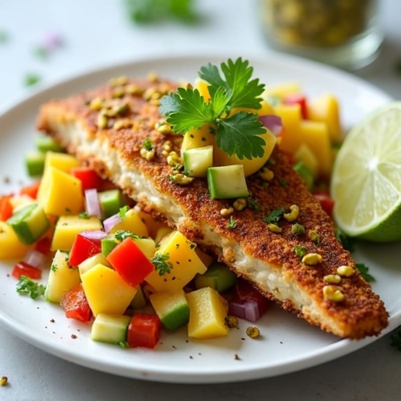 Crispy Pistachio-Crusted Mahi Mahi with Mango Avocado Salsa