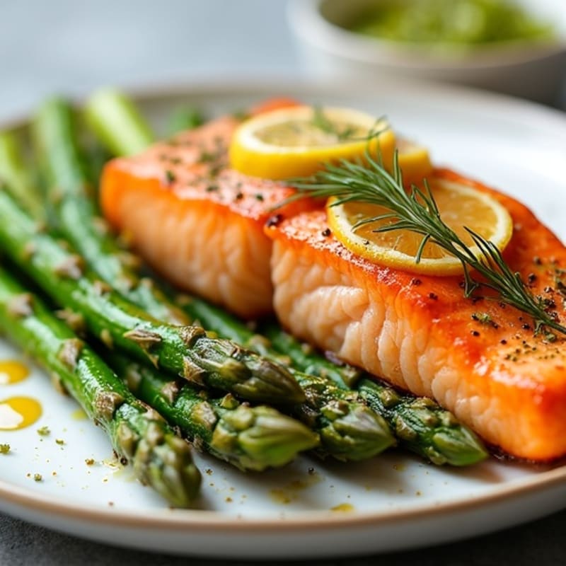 Baked Lemon Herb Salmon with Roasted Asparagus