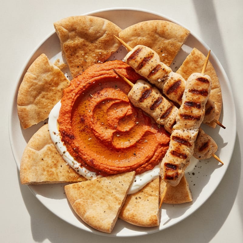 Roasted Red Pepper Hummus with Pita