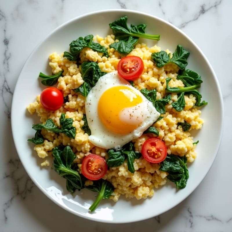 Egg White Spinach Scramble with Cottage Cheese