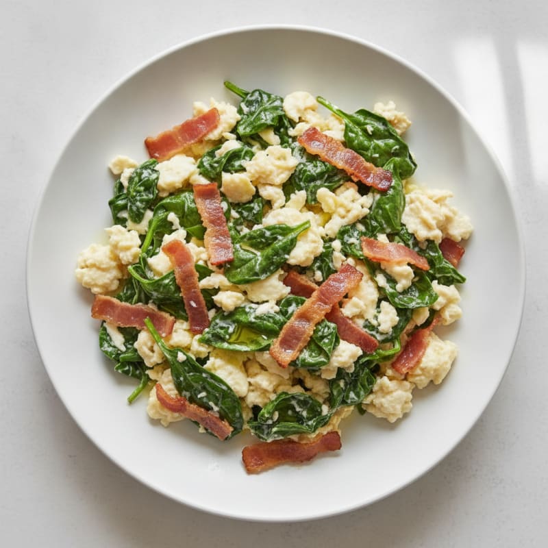 Egg White Scramble with Spinach and Turkey Bacon