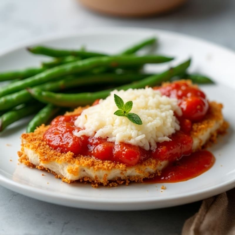 Crispy Baked Chicken Parmesan with Roasted Green Beans