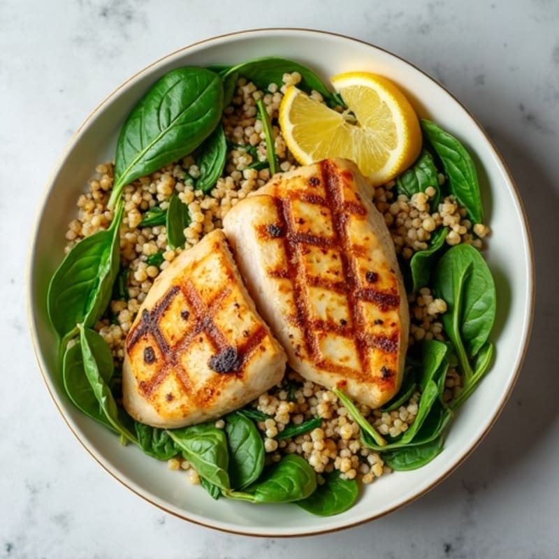 Grilled Chicken and Quinoa Salad with Spinach