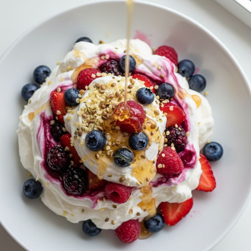 Greek Yogurt Protein Mousse with Mixed Berries