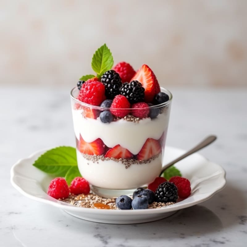 Greek Yogurt Parfait with Mixed Berries and Chia Seeds