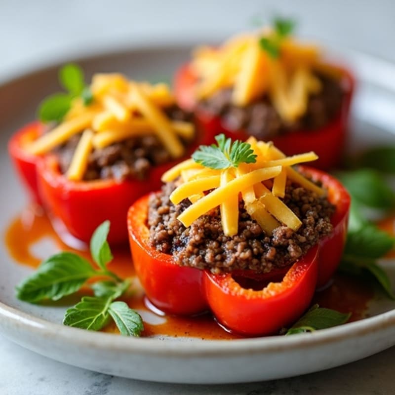 Roasted Lean Ground Beef Stuffed Bell Peppers