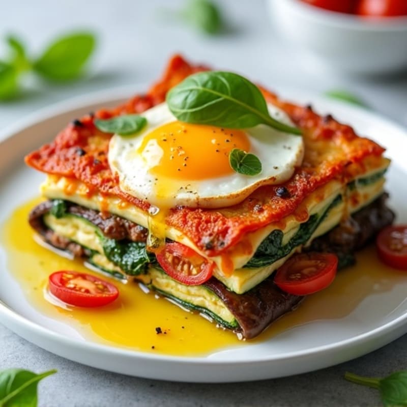 Fresh Zucchini Ricotta Lasagna with Roasted Vegetables