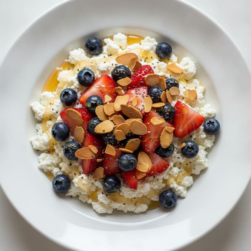 Cottage Cheese and Berry Protein Bowl with Almonds