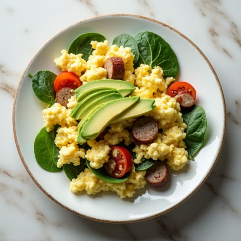 Egg White Scramble with Spinach and Turkey Sausage