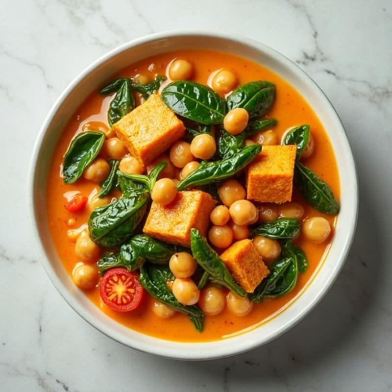 Healthy Creamy Chickpea and Spinach Curry