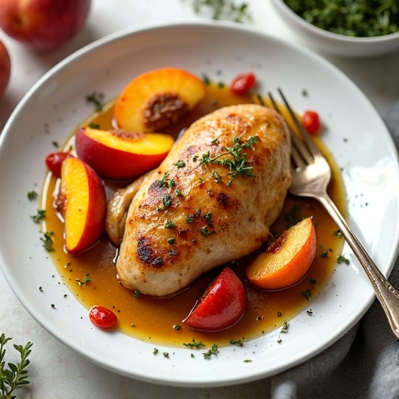 Sheet Pan Roasted Chicken and Peaches with Fresh Thyme