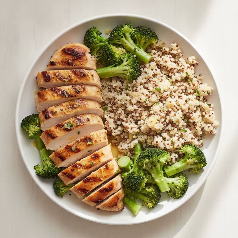 Grilled Chicken Breast with Quinoa and Steamed Broccoli