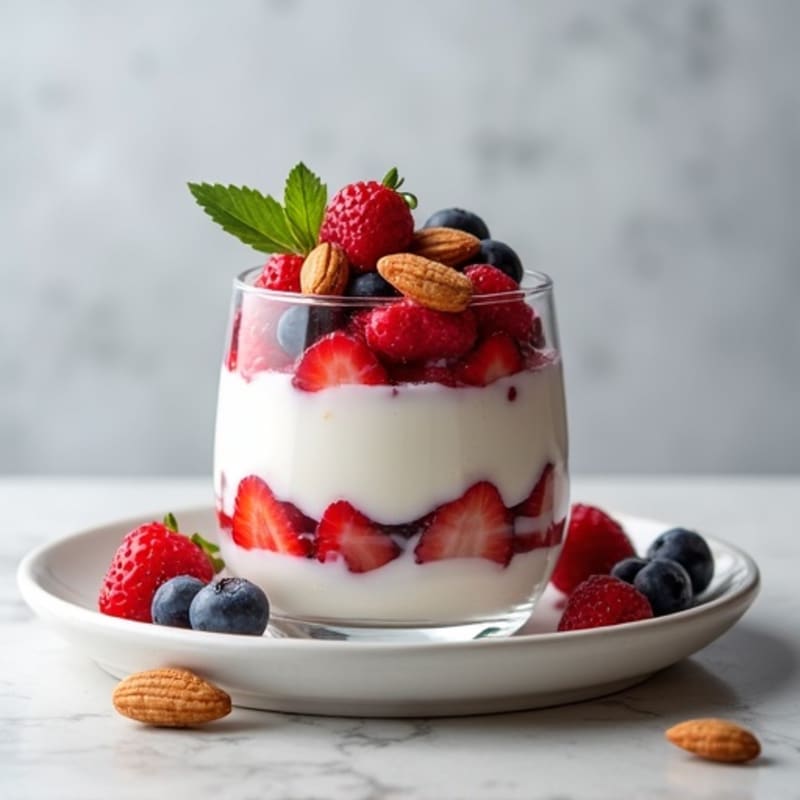 Greek Yogurt Protein Parfait with Mixed Berries and Almonds