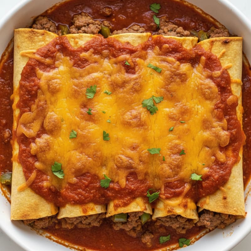 Hearty Beef Enchiladas with Red Sauce