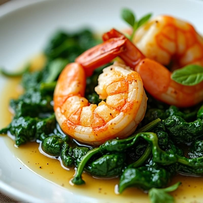 Lemon Garlic Pan-Seared Shrimp with Sautéed Greens