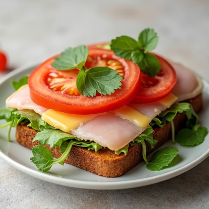 Open-Face Lean Ham and Swiss Melt with Fresh Greens
