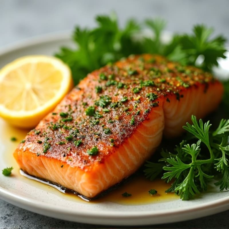 Herb-Crusted Pan Seared Salmon with Lemon