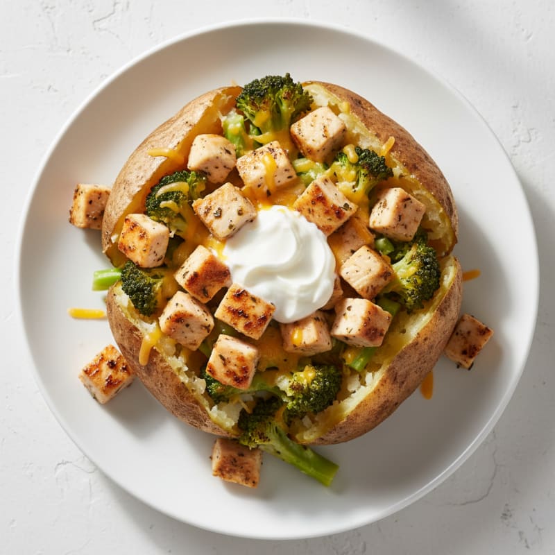 Grilled Chicken and Broccoli Baked Potato Bowl