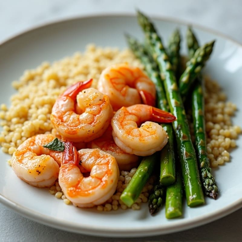 Lemon Garlic Pan-Seared Shrimp with Roasted Asparagus