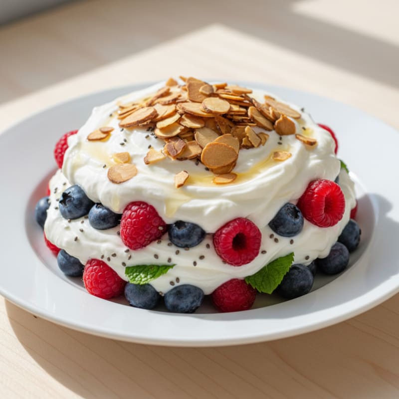 Greek Yogurt Protein Parfait with Mixed Berries