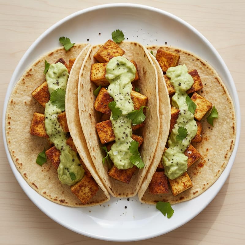 Pan-Seared Tofu Tortillas with Avocado