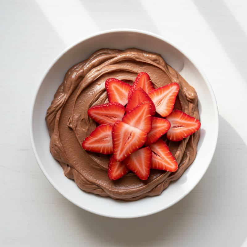 Silky Chocolate Protein Mousse with Fresh Strawberries