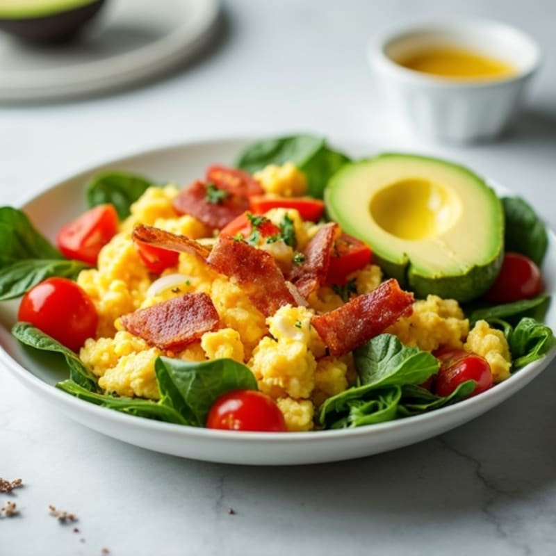 Egg White Veggie Scramble with Turkey Bacon