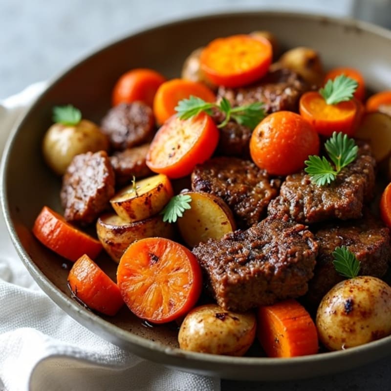 Savory Ground Venison and Roasted Root Vegetable Skillet