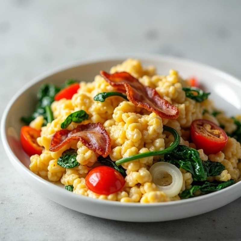 Egg White Veggie Scramble with Turkey Bacon