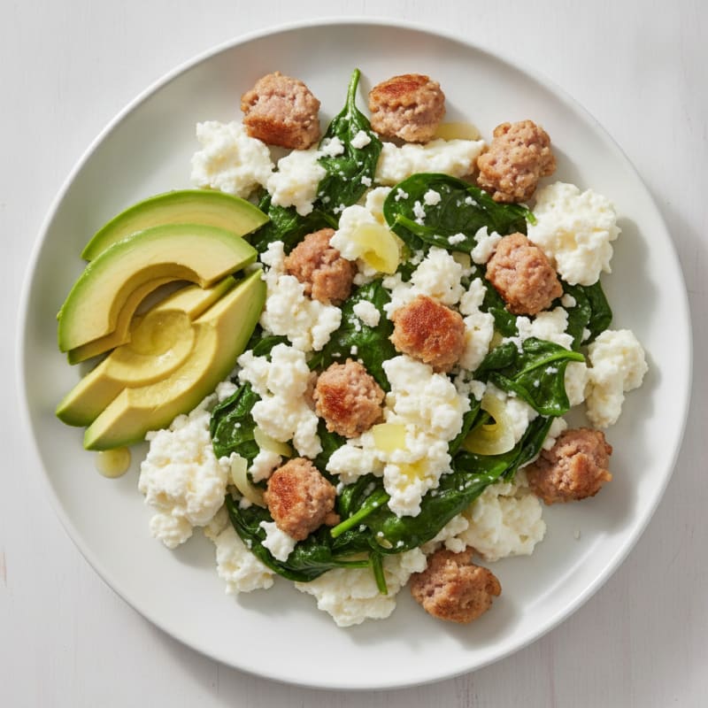 Egg White Scramble with Spinach and Turkey Sausage