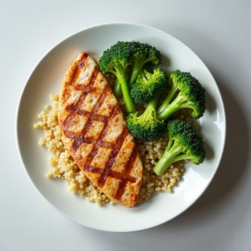Grilled Turkey Breast with Steamed Broccoli and Quinoa