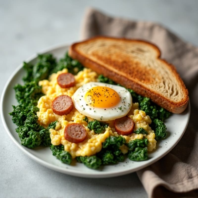 Egg White Scramble with Spinach and Turkey Sausage