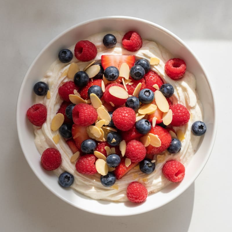 Greek Yogurt Protein Bowl with Mixed Berries and Almonds