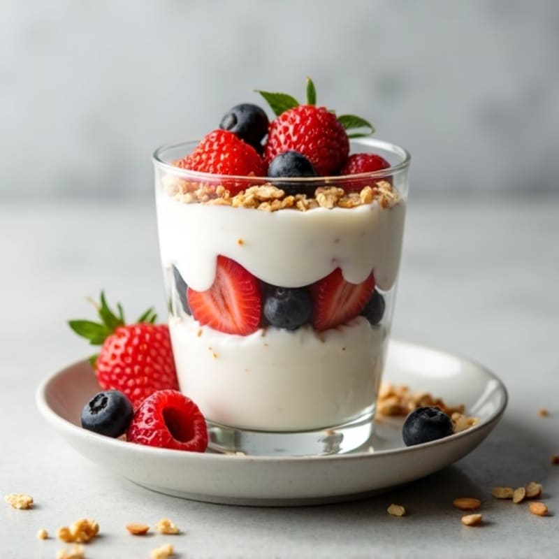 Creamy Greek Yogurt Parfait with Mixed Berries and Almonds