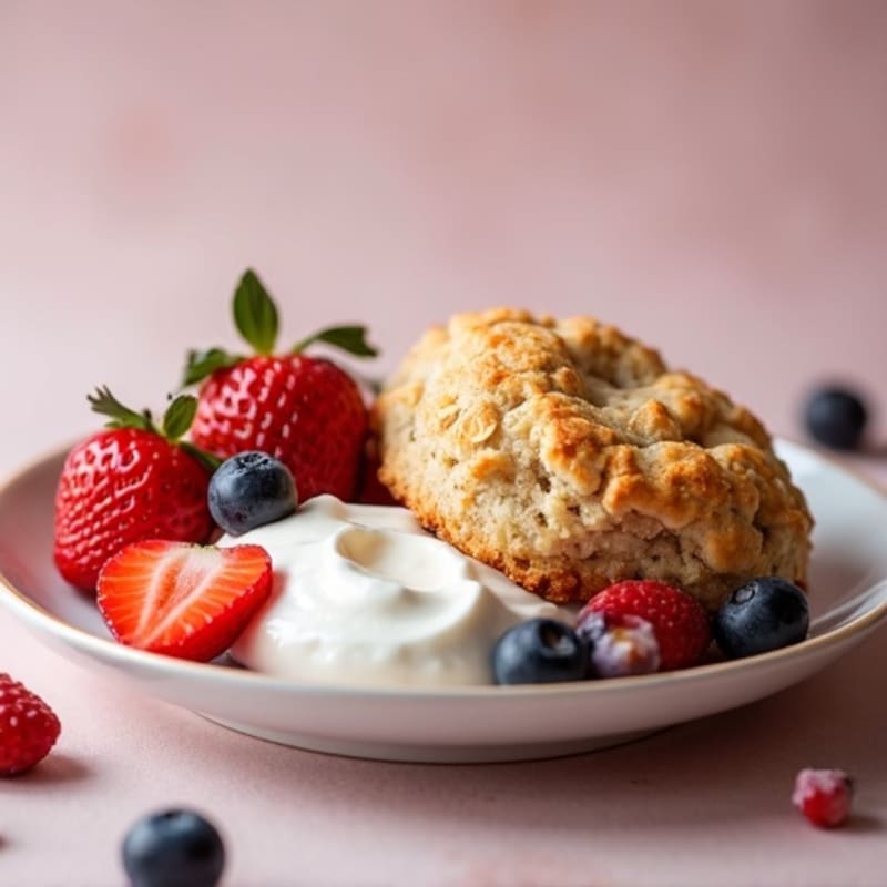 Strawberry Protein Biscuits with Creamy Greek Yogurt and Fresh Berries
