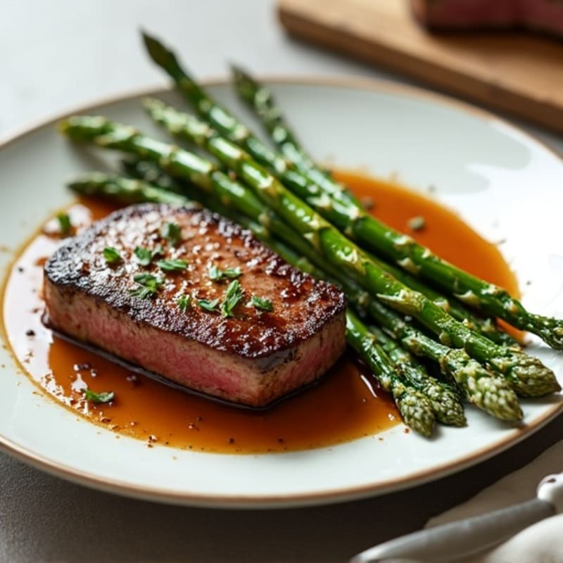 Pan-Seared Beef with Crispy Roasted Asparagus